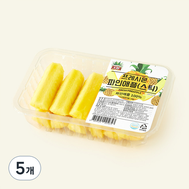 프레시몬 컷팅 파인애플 스틱, 1kg, 5개