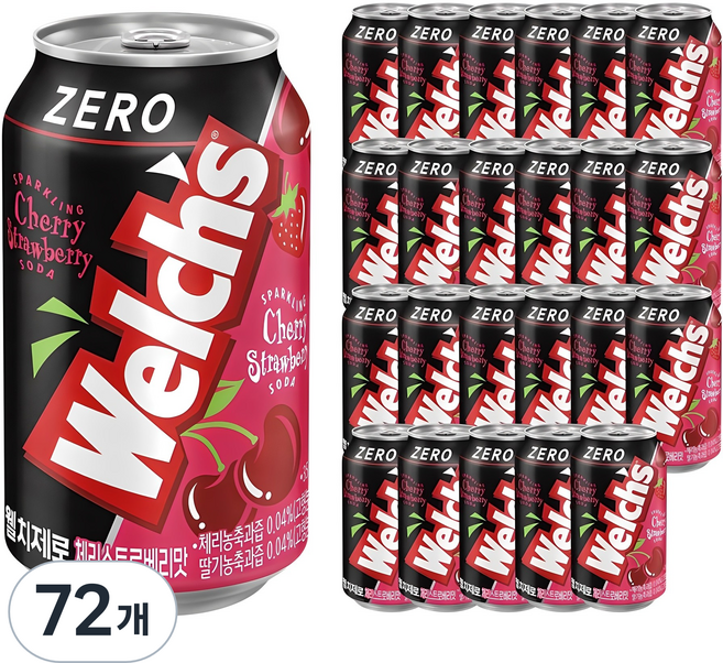 웰치스 제로 체리스트로베리맛, 355ml, 72개