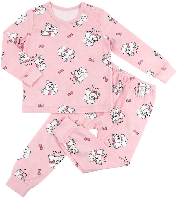 메이키즈 여아용 핑크푸들 9부 30수싱글 내의 상하의 세트