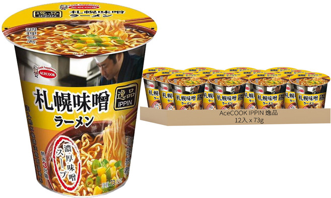 AceCOOK IPPIN 逸品 札幌味噌風味麵 73g, 12入