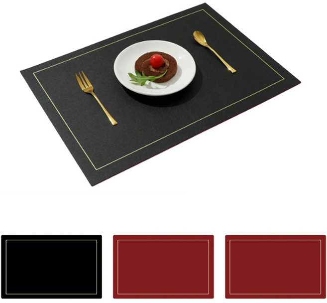 브리뷰 렉터 PU 양면 식탁매트 4매 세트, 블랙, 레드, 43 x 30 cm, 4개
