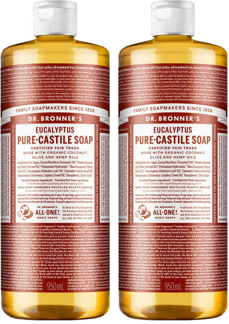 닥터브로너스 유칼립투스 퓨어 캐스틸 솝 바디워시, 950ml, 2개