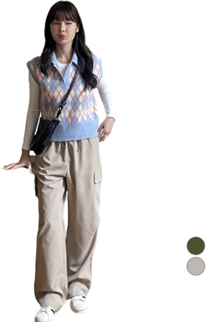 DIAMIGNON 女款Niki工裝鬆緊寬褲