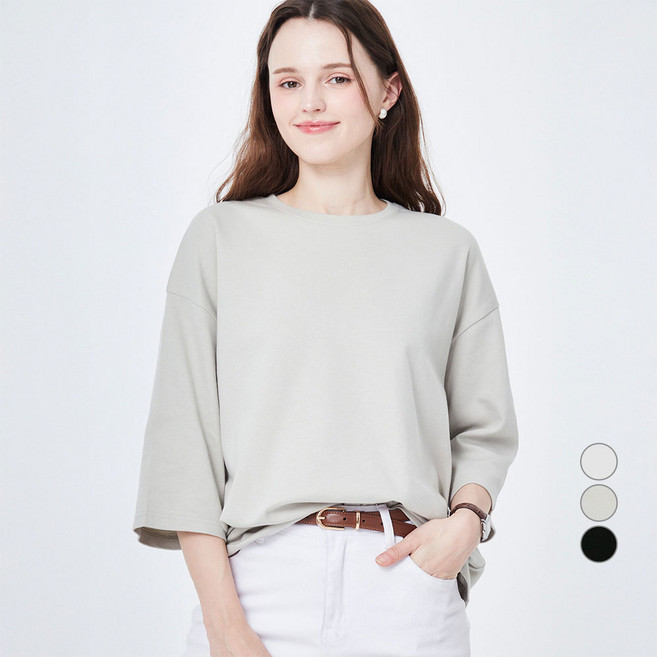 ELLE PARIS 여성용 오버핏 7부 소매 티셔츠