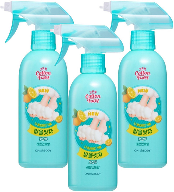 온더바디 코튼풋 발을씻자 풋샴푸 레몬민트향, 1개입, 3개, 385ml