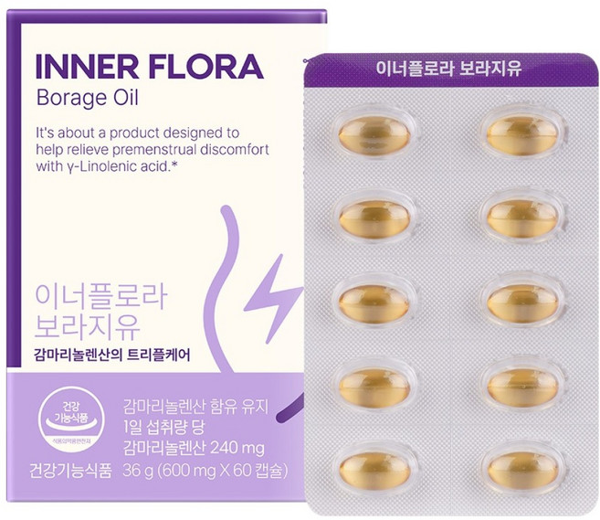 유한건강생활 이너플로라 보라지유, 60정, 1개