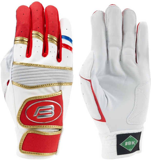 비비케이 더블벨크로 배팅장갑 양손착용 세트 BG380, 1세트, 화이트레드