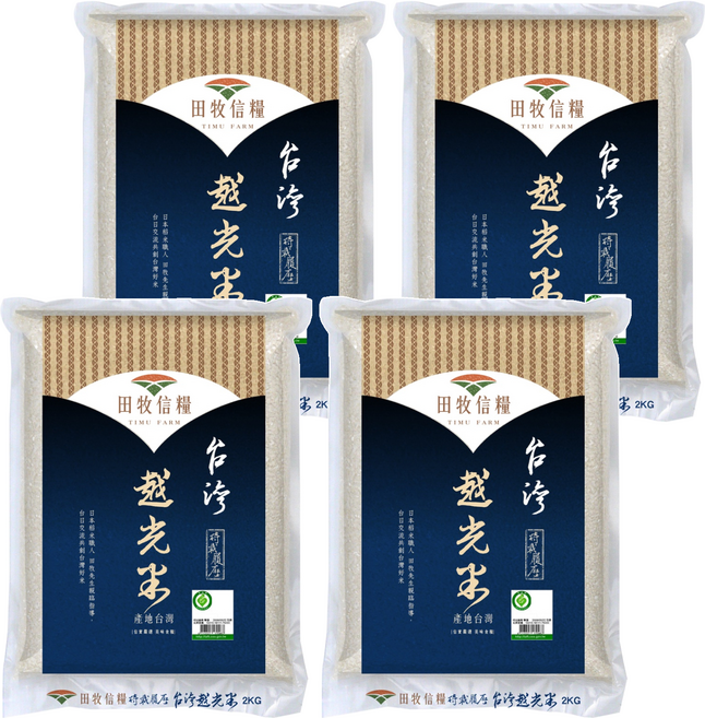田牧信糧 台灣越光米, 2kg, 4包, CNS Grade A