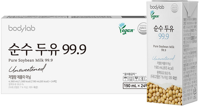 바디랩 순수 두유 99.9, 190ml, 24개