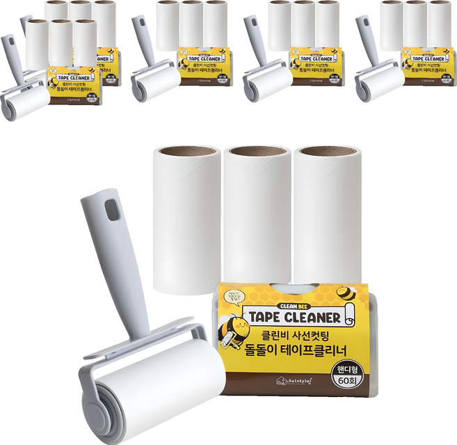 네이쳐리빙 클린비 사선컷팅 테이프 클리너 핸디형 본품 + 리필 4개 + 거치대, 6세트