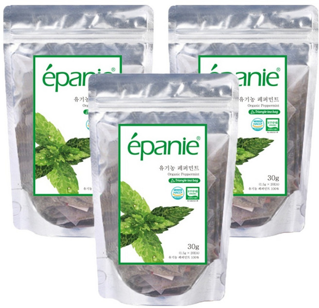 에빠니 유기농 페퍼민트 허브차, 1.5g, 20개입, 3개