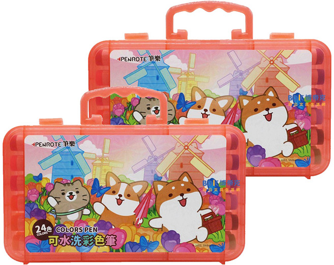 PENROTE 筆樂 第2代 柴語錄水洗彩色筆 24色 DPG8037, 粉紅色, 2盒