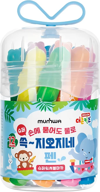 문화연필 더존키즈 쓱 지오지네 슈퍼워셔블 마카, 12색, 1세트 - 쿠팡