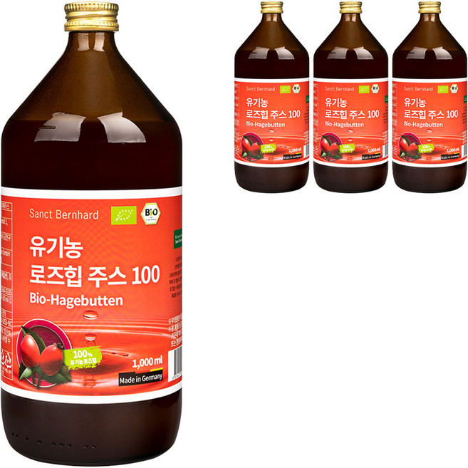 휴럼 유기농 로즈힙 주스 100, 1L, 4개