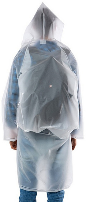 捷華 背包雨衣 單人雨具 機車雨衣 輕便雨衣 時尚雨衣 L號, 1入, 白色