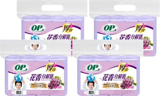 OP 花香分解袋 小 薰衣草, 15L, 4包