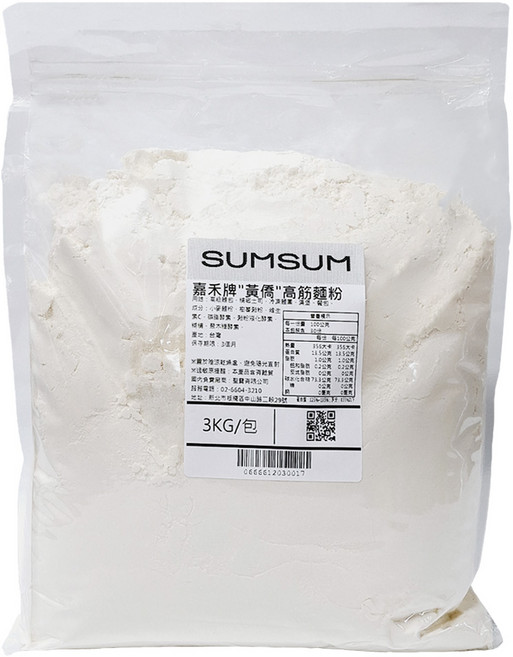 嘉禾牌 黃僑高筋麵粉, 3kg, 1包