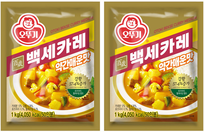 오뚜기 백세카레 약간매운맛, 1kg, 2개