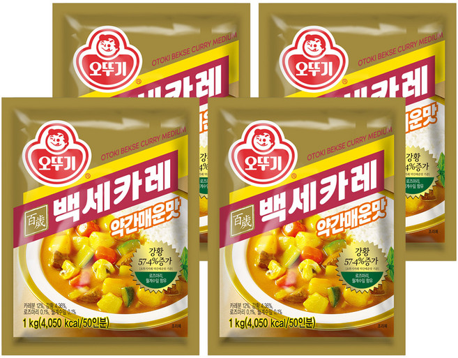 오뚜기 백세카레 약간매운맛, 1kg, 4개
