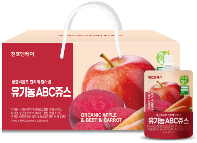 하루활력 황금비율로 진하게 담아낸 유기농 ABC 주스, 70ml, 30개
