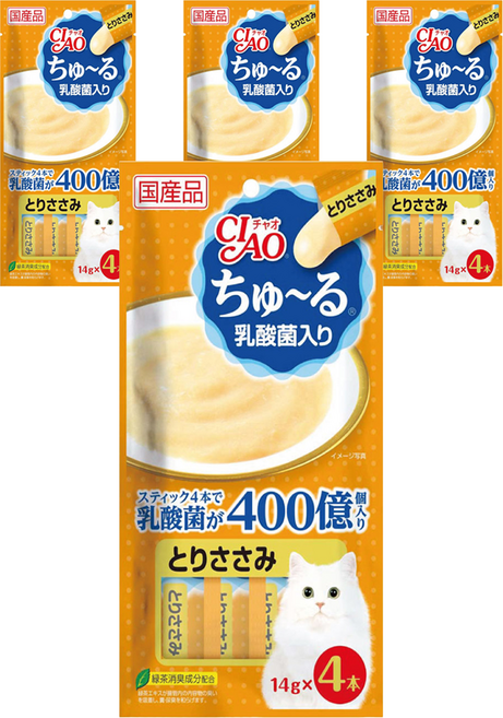 챠오츄르 고양이 짜먹는 간식, 혼합맛(닭가슴살/유산균), 14g, 4개