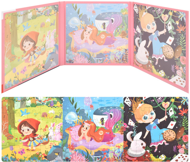 오즈토이 아동용 레벨 폴딩 자석놀이 퍼즐 책 동화 STEP4, 1개, 75피스