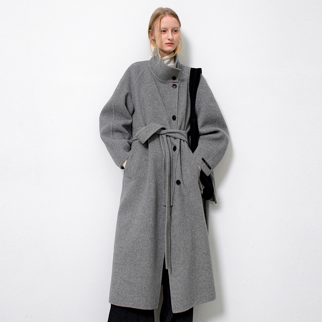 아틀리에나인 여성용 하이 넥 볼륨 핸드메이드 코트 CT-1462