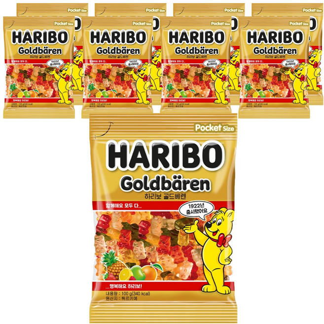 HARIBO 小熊軟糖 水果口味, 100g, 9包