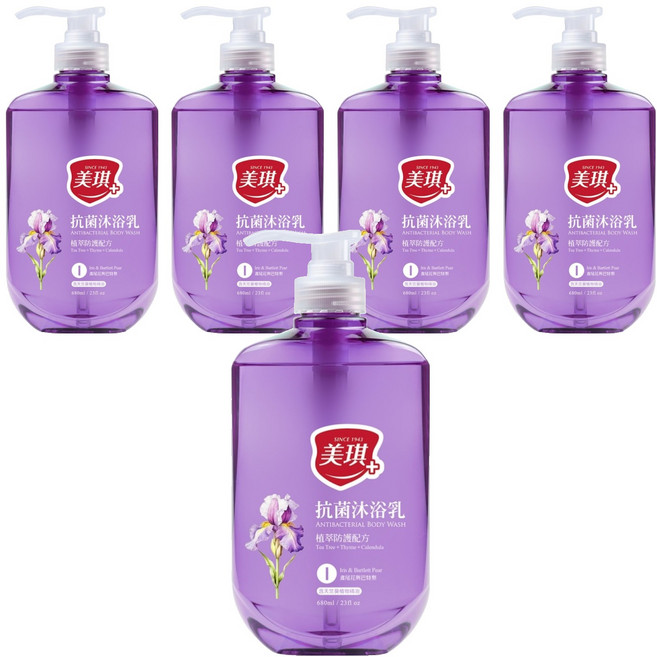 美琪 抗菌沐浴乳 鳶尾花與巴特梨, 680ml, 5瓶