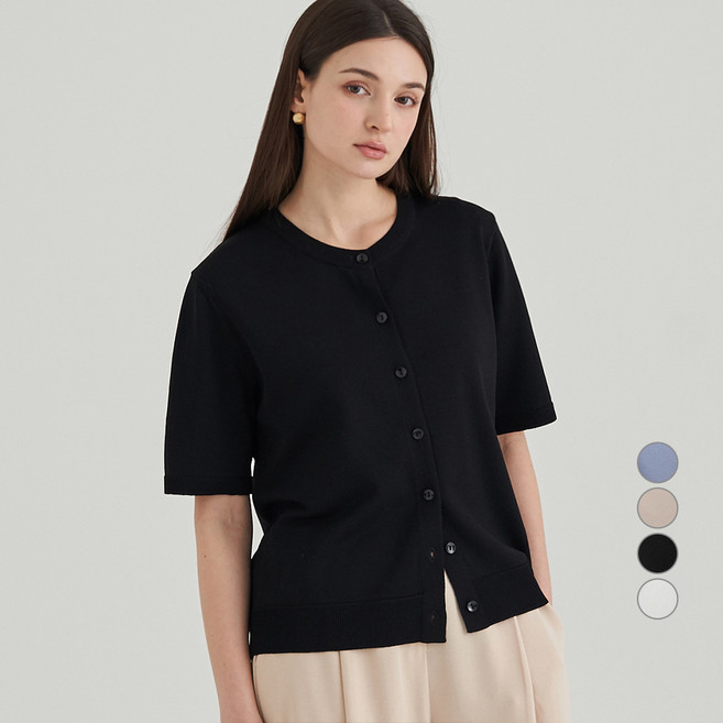 ELLE PARIS 썸머 찰랑 라운드넥 루즈핏 반팔 가디건