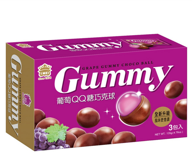 義美 QQ糖巧克球 葡萄, 135g, 1盒