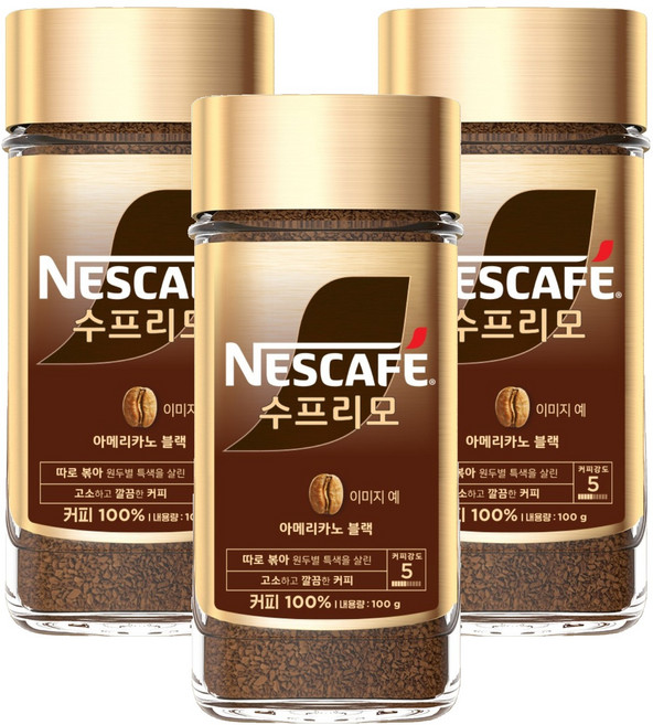 네스카페수프리모 네스카페 아메리카노 블랙 jar, 100g, 3개, 1개입