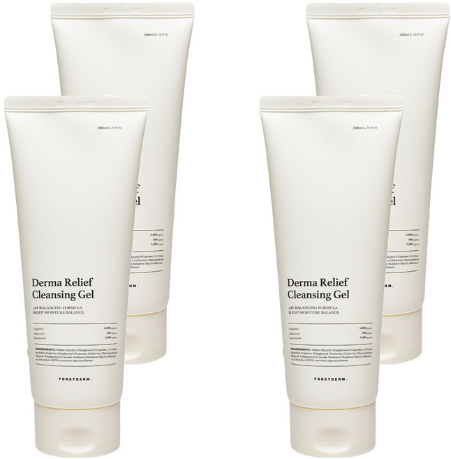 포레덤 더마 릴리프 약산성 클렌징 젤, 200ml, 4개