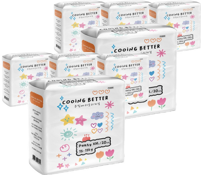 Cooing 베러 오리지널 팬티형 기저귀, 점보형(2XL), 160매