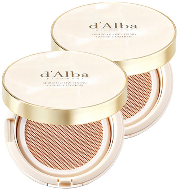 [비건뷰티] 달바 세럼 글로우 픽싱 커버 쿠션 파운데이션 17g, 21호, 2개