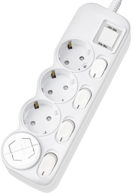 에코파워탭 국내 제조 LED 개별 과부하 차단 멀티탭 4구 CSG-40415 + 안전커버, 4m, 화이트, 1개