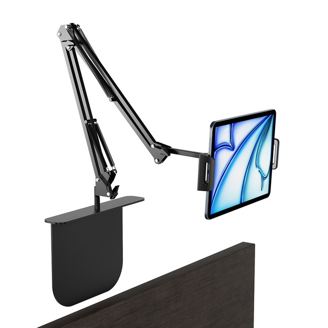 아이엠듀 태블릿 스마트폰 접이식 침대 틈새 자바라 거치대, 블랙, 1개
