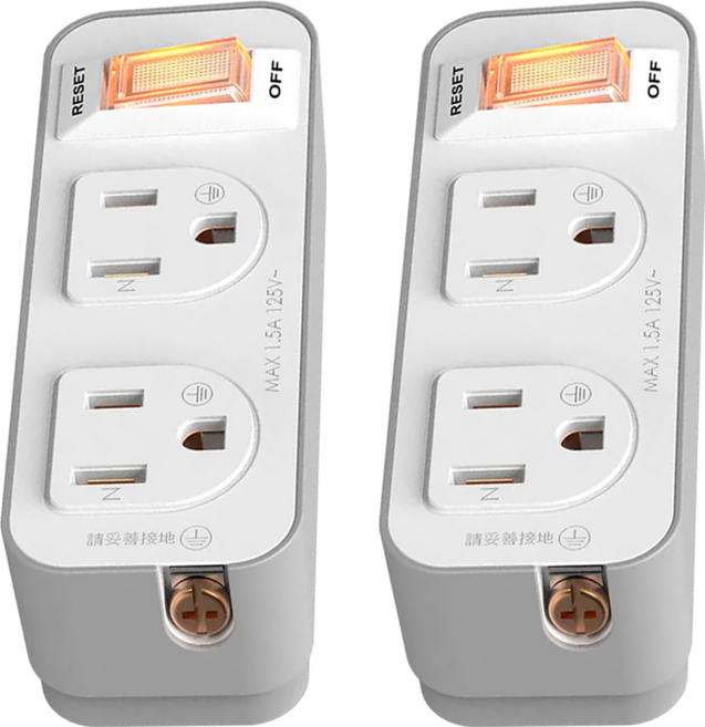DIKE 1切2座3轉2安全加強型節電小壁插 過載斷電保護 台灣製造, 白色, 2個