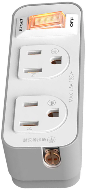 DIKE 1切2座3轉2安全加強型節電小壁插 過載斷電保護 台灣製造, 白色, 1個