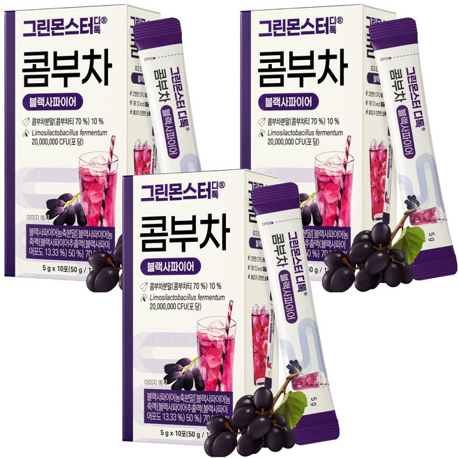 그린몬스터 디톡 콤부차 블랙사파이어, 5g, 10개입, 3개