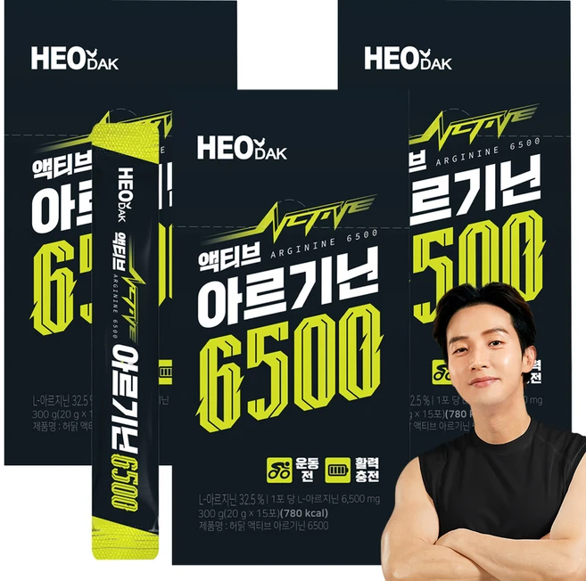 허닭 액티브 아르기닌 6500 15p, 300g, 3개 - 쿠팡