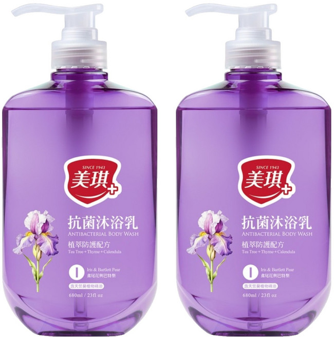 美琪 抗菌沐浴乳 鳶尾花與巴特梨, 680ml, 2瓶