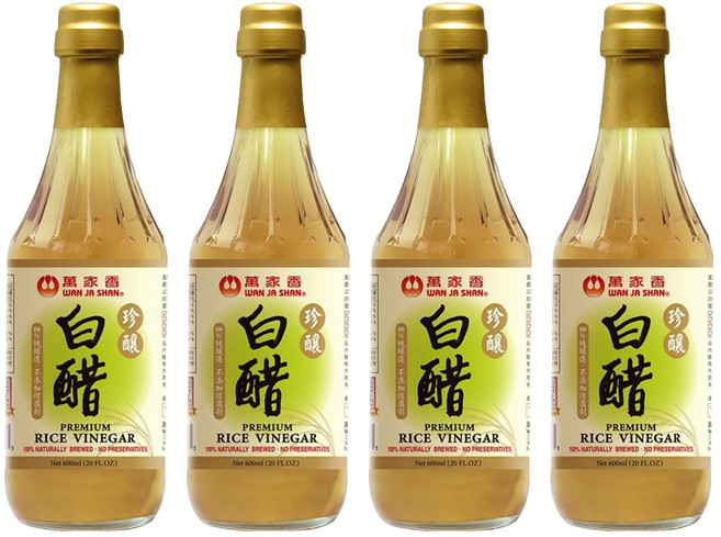 萬家香 珍釀白醋 100%純天然釀造 不添加防腐劑, 600ml, 4瓶