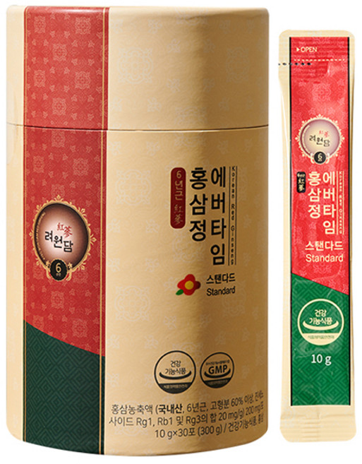 려원담 6년근 홍삼정 에버타임 스탠다드 30p, 300g, 1개