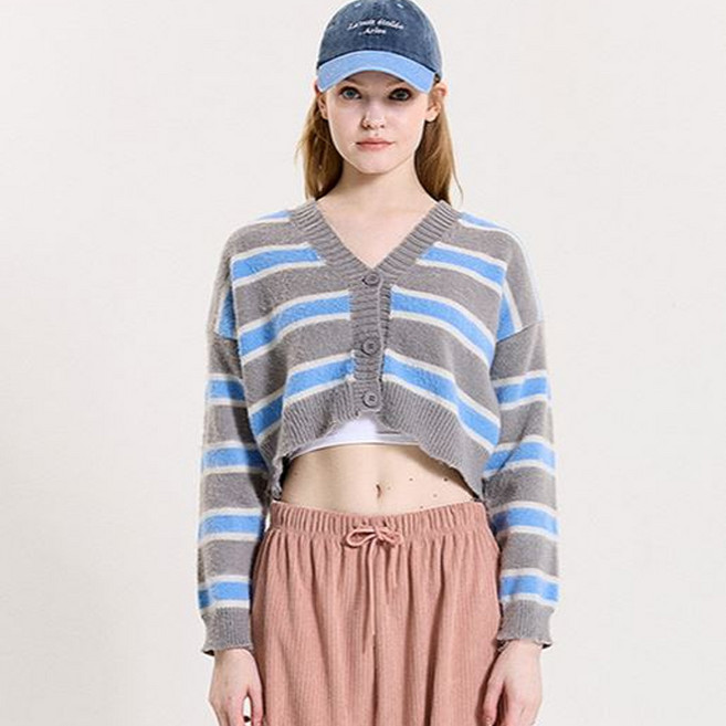 PINK PINEAPPLE 女款 STRIPE CROPPED 開襟衫