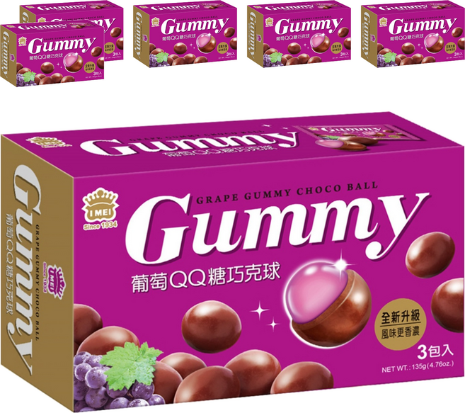 義美 QQ糖巧克球 葡萄, 135g, 6盒