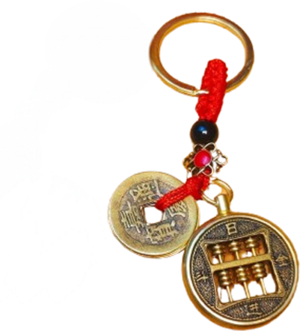 오브엘 재물 운수대통 키링 레드 로프+액션 주판, 혼합색상, 1세트