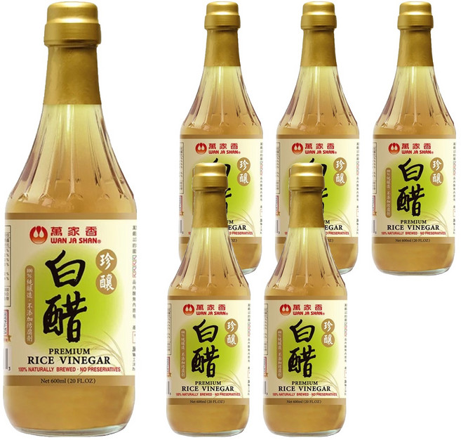 萬家香 珍釀白醋 100%純天然釀造 不添加防腐劑, 600ml, 6瓶