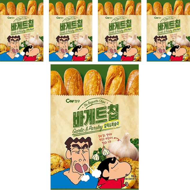 CW 大蒜麵包風味餅乾 蠟筆小新版, 55g, 5包