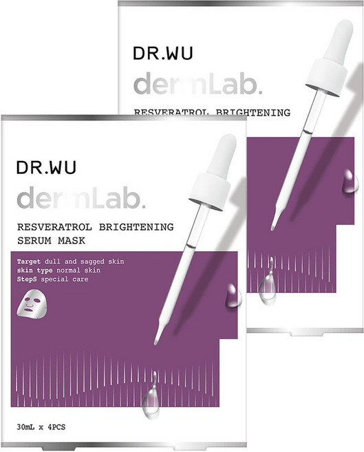 DR.WU 達爾膚 白藜蘆醇亮白精華面膜, 4片, 2盒